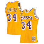 Choea LA.Lakers #34 Shaquille O'Neal Mitchell & Ness Gold 199697 Hardwood Classics Swingman Jerseys