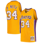 Choea LA.Lakers #34 Shaquille O'Neal Mitchell & Ness Gold Hardwood Classics Swingman Jerseys