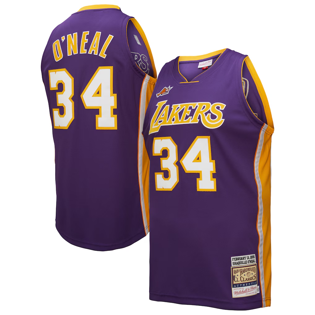 Choea LA.Lakers #34 Shaquille O'Neal Mitchell & Ness Purple 2000 All-Star Game Authentic Jerseys
