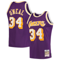Choea LA.Lakers #34 Shaquille O'Neal Mitchell & Ness Purple Hardwood Classics Swingman Jerseys