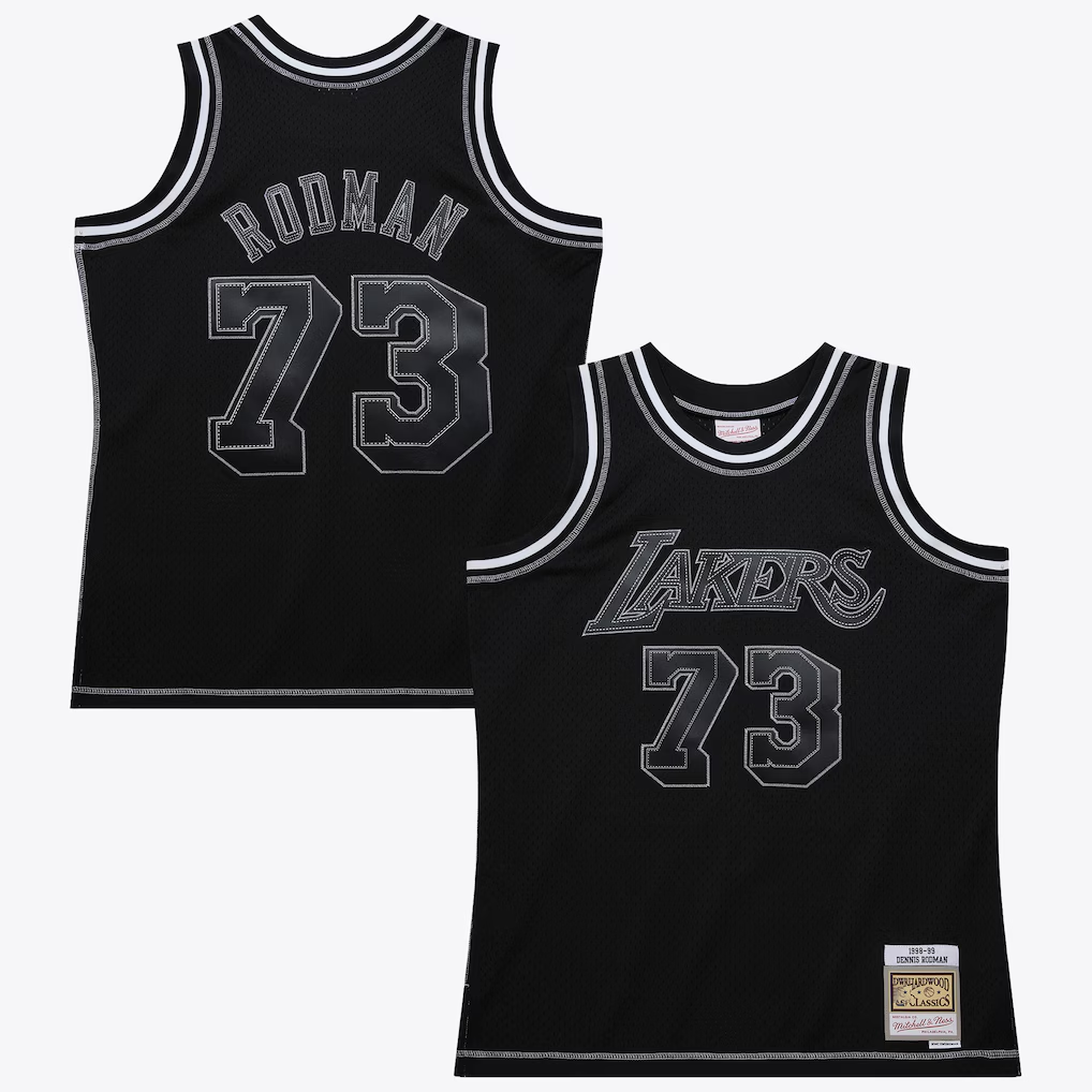 Choea LA.Lakers #73 Dennis RodmanBlack Mitchell & Ness 1998 Contrast 2K Swingman Stitched Jerseys