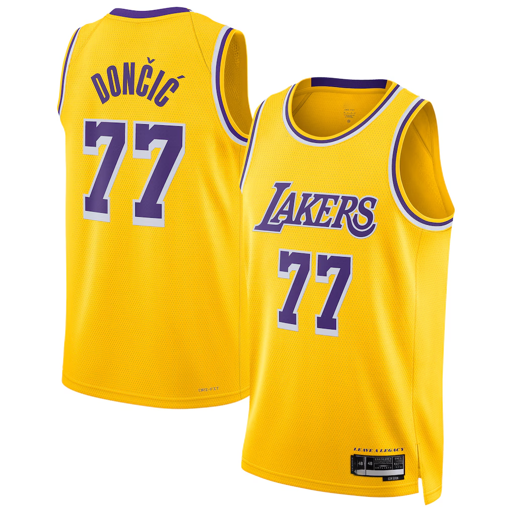 Choea LA.Lakers #77 Luka Doncic Dri-Fit Swingman Stitched Jerseys