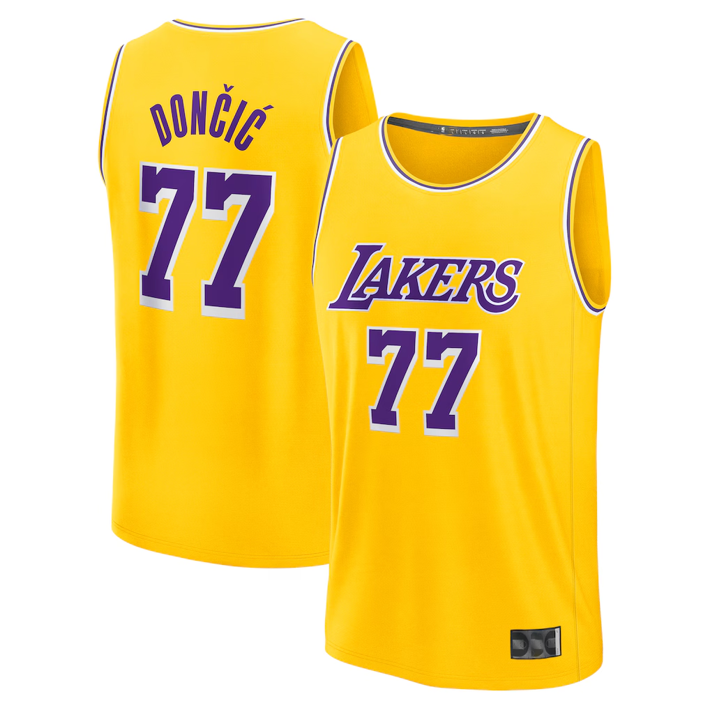 Choea LA.Lakers #77 Luka Don?i? Gold Fast Break Replica Player Stitched Jerseys - Icon Edition