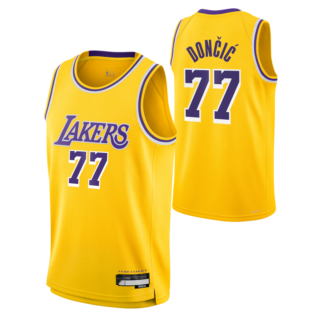 Choea LA.Lakers #77 Luka Don?i? Gold Swingman Stitched Jerseys - Icon Edition