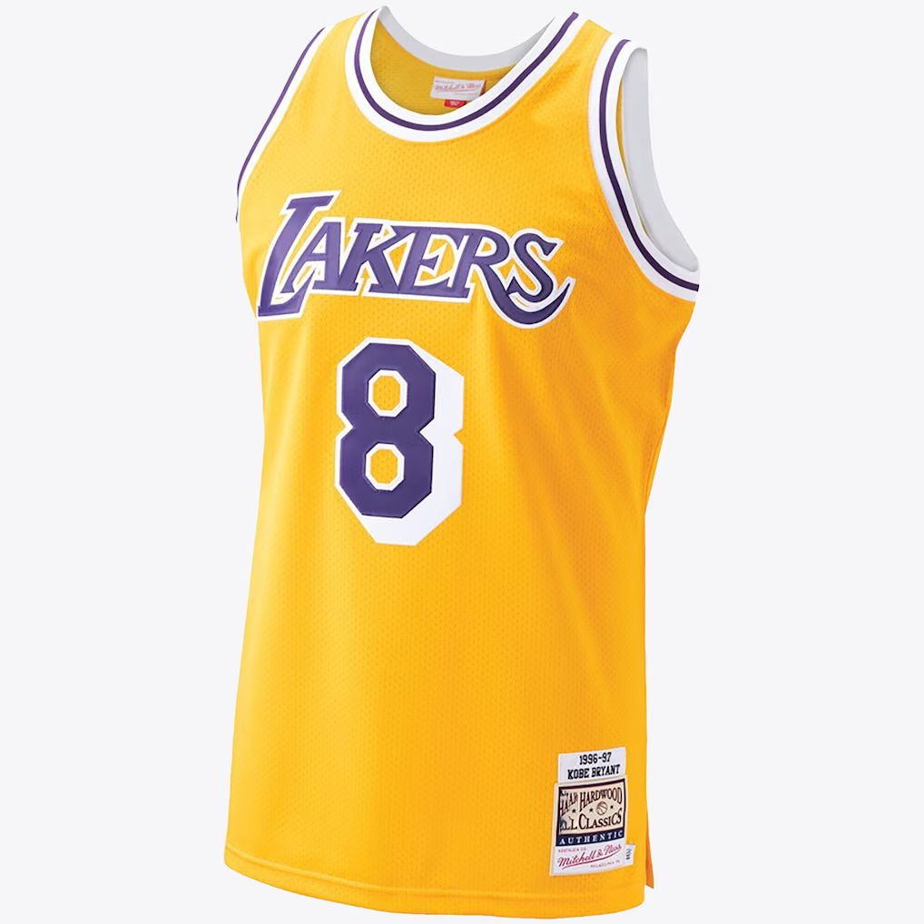 Choea LA.Lakers #8 Kobe Bryant Gold Hardwood Classics 1996-97 Authentic Stitched Jerseys By Mitchell & Ness