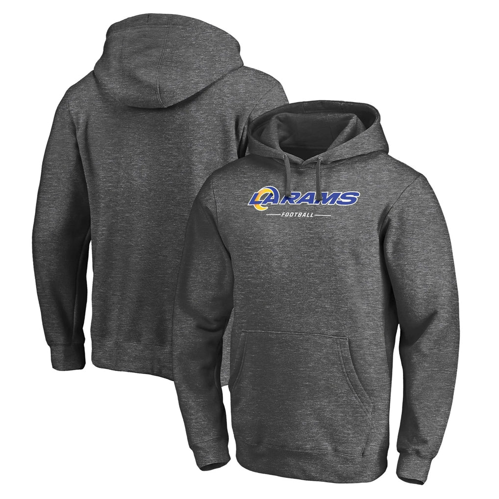 Choea LA.Rams Gray LOGO Pullover Hoodie Limited Game Blank Player Stitched Jerseys