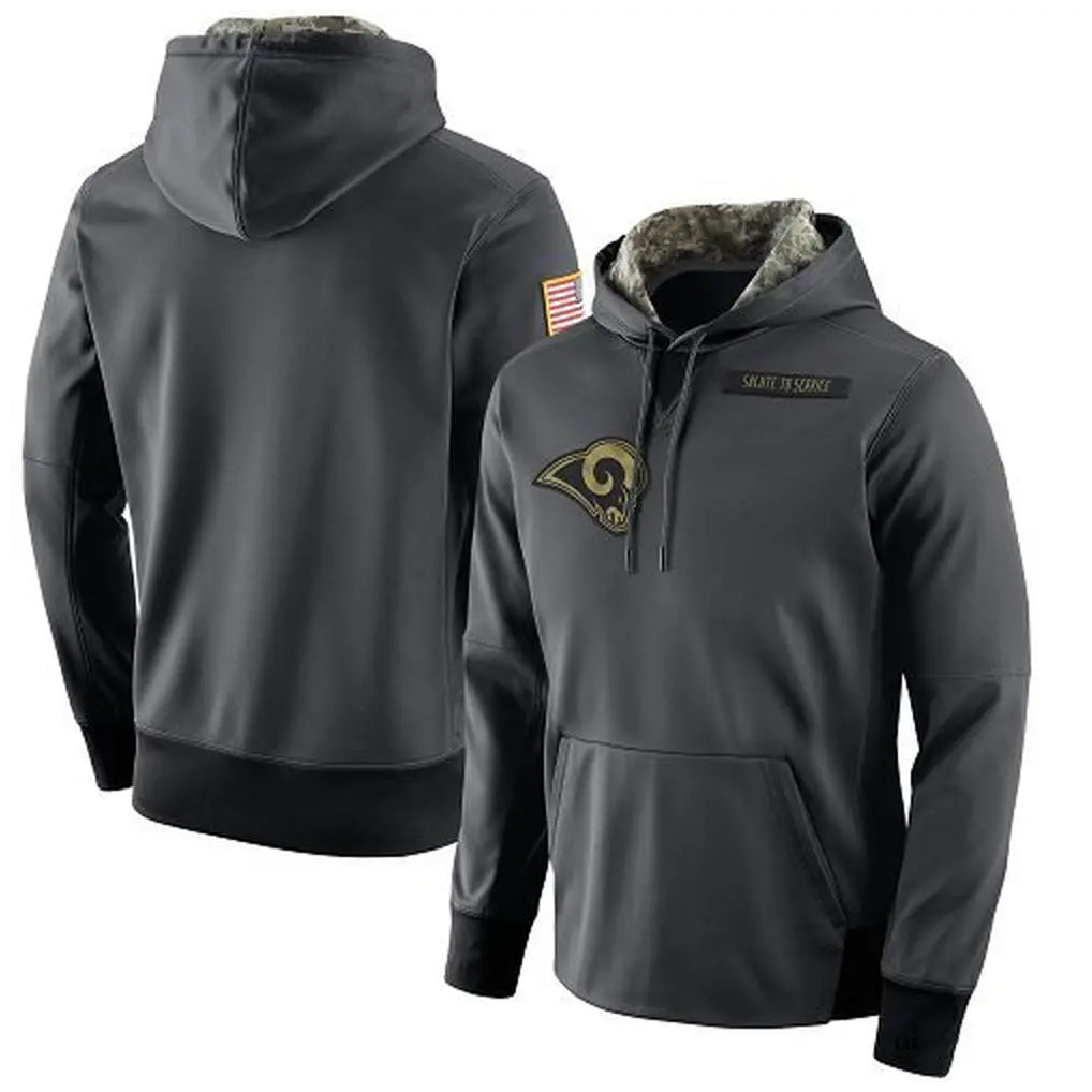 Choea LA.Rams Gray Pullover Hoodie Limited Game Blank Player Stitched Jerseys