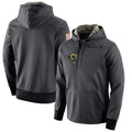 Choea LA.Rams Gray Pullover Hoodie Limited Game Blank Player Stitched Jerseys