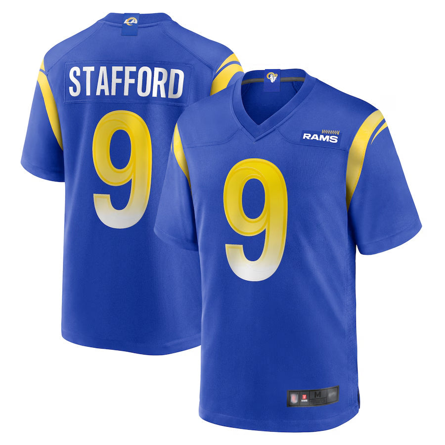 Choea LA.Rams Home Game Football Jerseys - Royal - #9 Matthew Stafford Player Stitched Jerseys