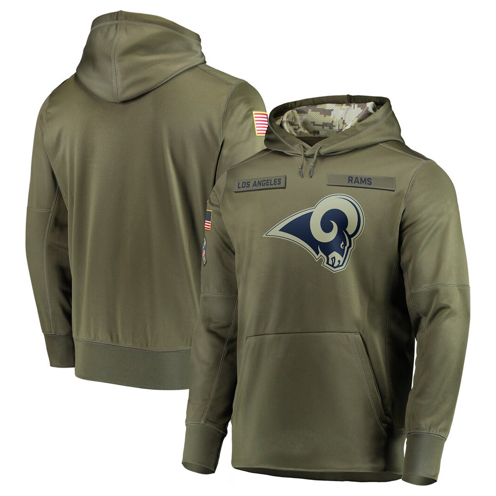Choea LA.Rams Olive Salute to Service Pullover Hoodies Home Game Blank Player Stitched Jerseys