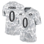 Choea LA.Rams #0 Byron Young Player Arctic Camo Salute To Service Limited Game Stitched Jerseys