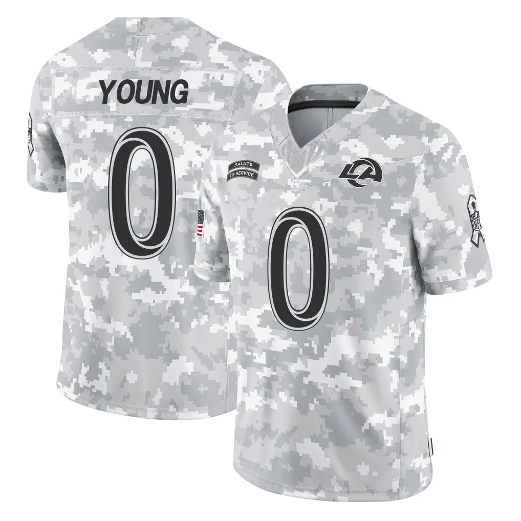 Choea LA.Rams #0 Byron Young Player Arctic Camo Salute To Service Limited Game Stitched Jerseys