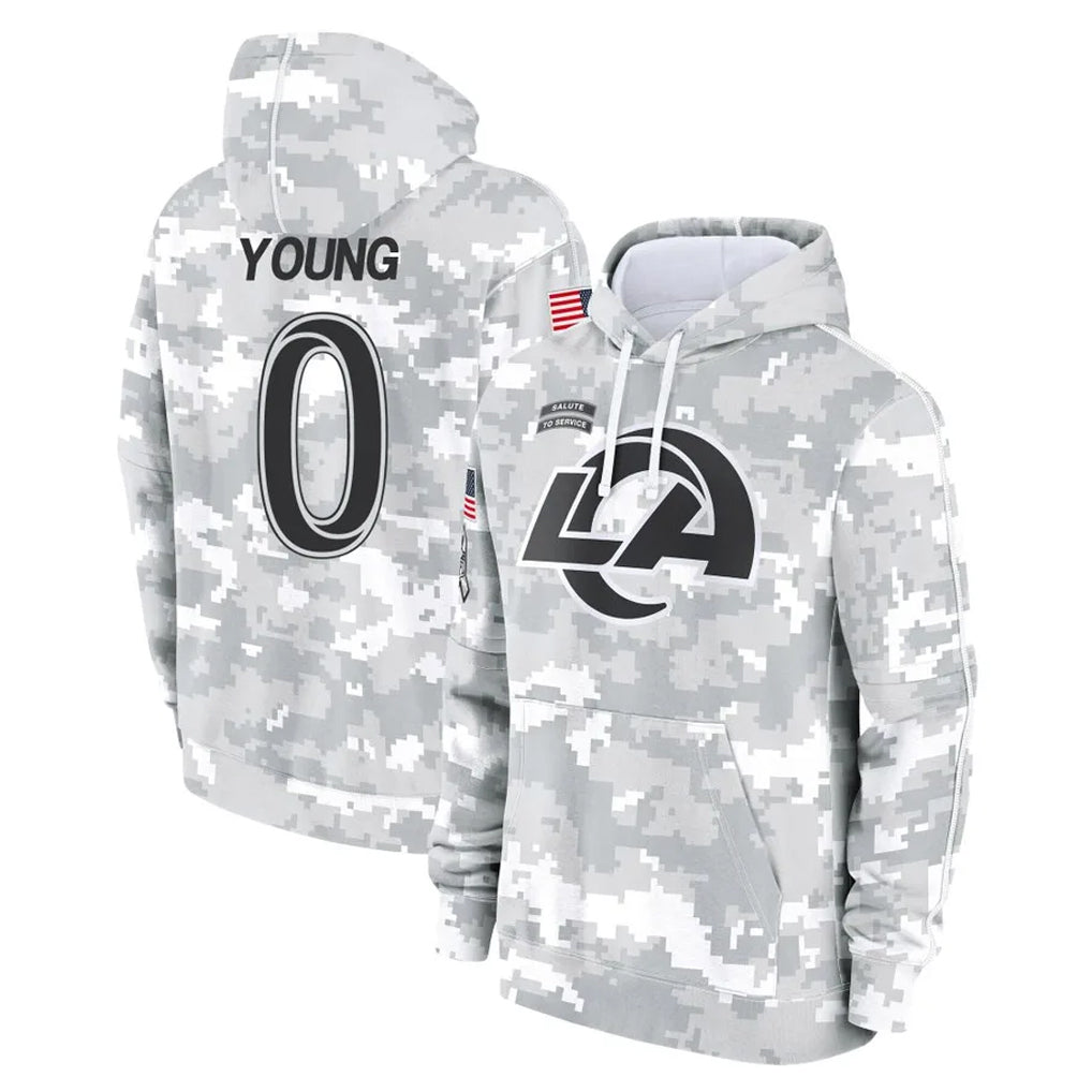 Choea LA.Rams #0 Byron Young Player Arctic Camo Salute to Service Hoodies Limited Game Stitched Jerseys