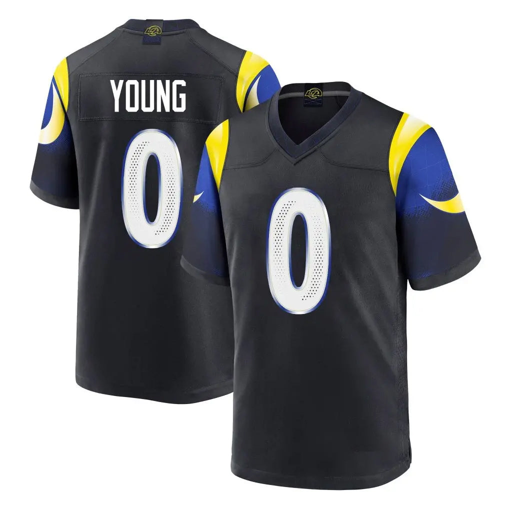 Choea LA.Rams #0 Byron Young Player Black Midnight Rivalries Collection Home Game Stitched Jerseys