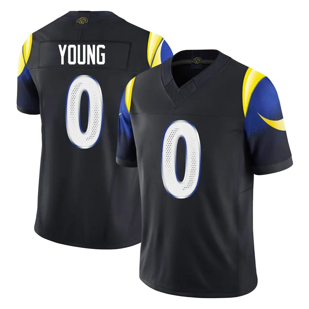 Choea LA.Rams #0 Byron Young Player Black Midnight Rivalries Collection Limited Home Game Stitched Jerseys