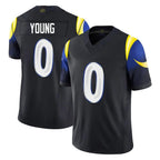 Choea LA.Rams #0 Byron Young Player Black Midnight Rivalries Collection Limited Home Game Stitched Jerseys