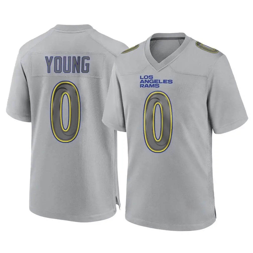 Choea LA.Rams #0 Byron Young Player Gray Atmosphere Fashion Home Game Stitched Jerseys