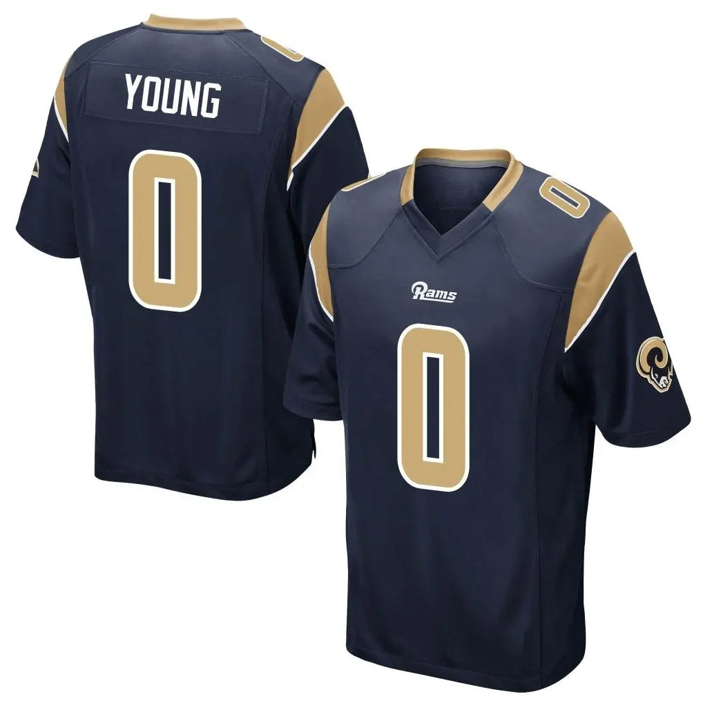 Choea LA.Rams #0 Byron Young Player Navy Home Game Stitched Jerseys
