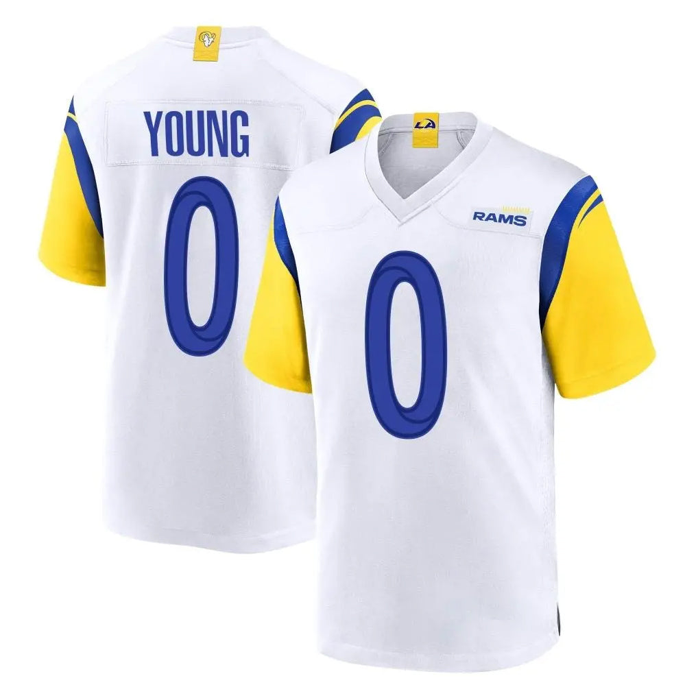 Choea LA.Rams #0 Byron Young Player White Home Game Stitched Jerseys