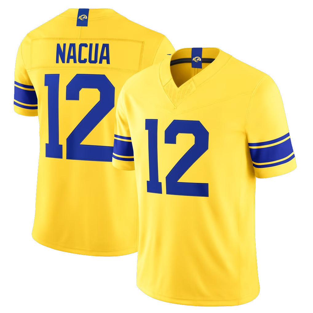 Choea LA.Rams #12 Puka Nacua Player Gold Classic Sol Vapor F.U.S.E. Home Game Stitched Jerseys
