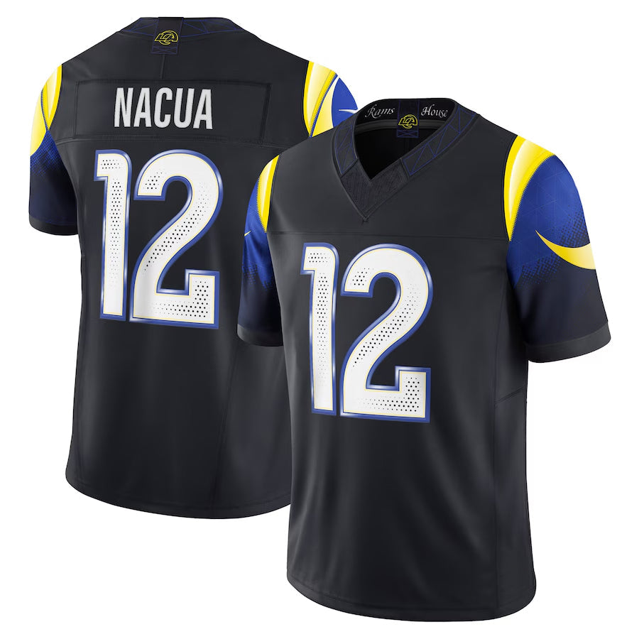 Choea LA.Rams #12 Puka Nacua Player Midnight Blue Rivalries Collection Vapor Limited Stitched Jerseys