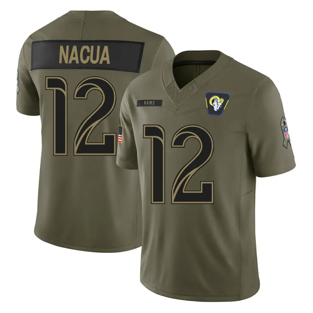 Choea LA.Rams #12 Puka Nacua Player Olive 2025 Salute To Service Limited Game Stitched Jerseys