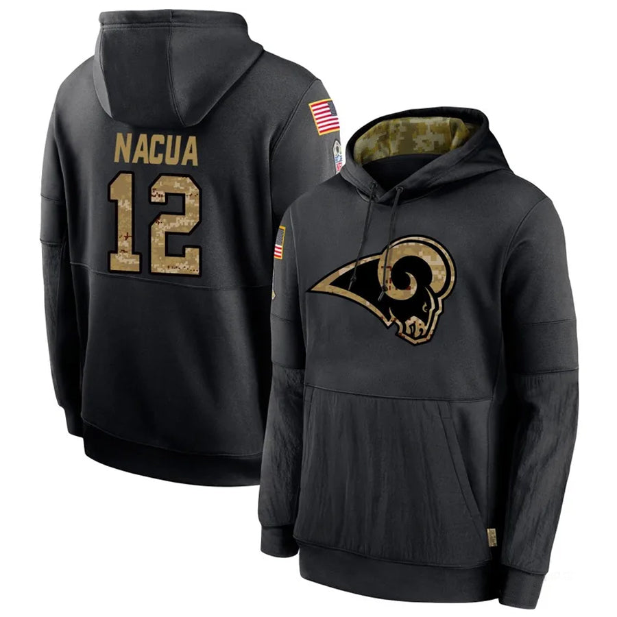 Choea LA.Rams #12 Puka Nacua Player Salute to Service Black Hoodies Stitched Jerseys
