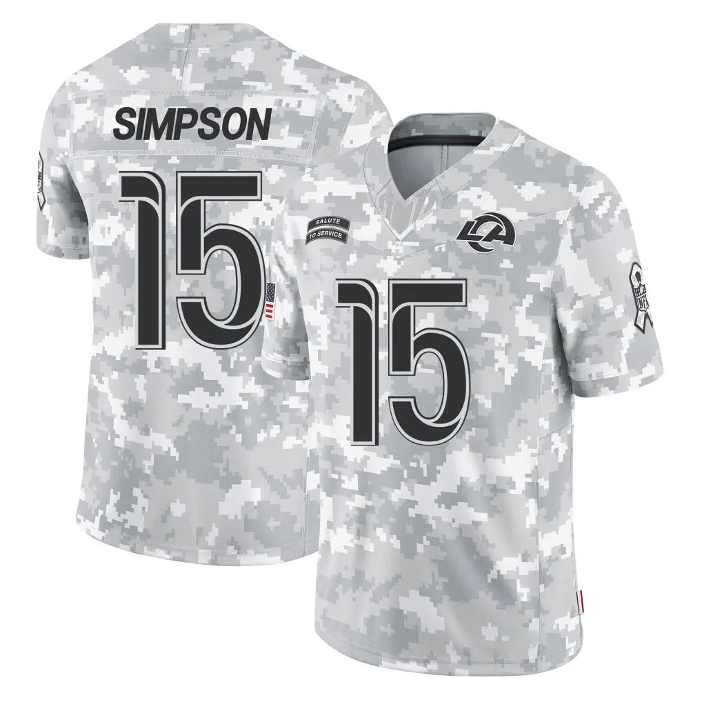 Choea LA.Rams #15 Ty Simpson Player Arctic Camo Salute To Service Limited Game Stitched Jerseys