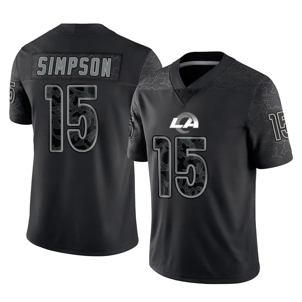 Choea LA.Rams #15 Ty Simpson Player Black Limited Reflective Home Game Stitched Jerseys