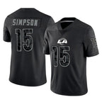 Choea LA.Rams #15 Ty Simpson Player Black Limited Reflective Home Game Stitched Jerseys