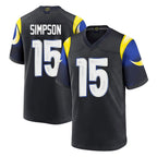 Choea LA.Rams #15 Ty Simpson Player Black Midnight Rivalries Collection Home Game Stitched Jerseys