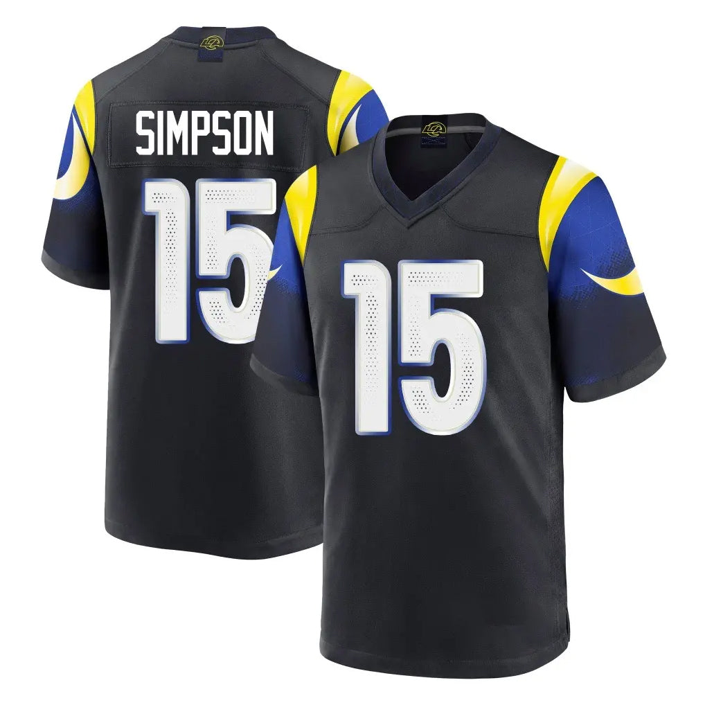 Choea LA.Rams #15 Ty Simpson Player Black Midnight Rivalries Collection Home Game Stitched Jerseys