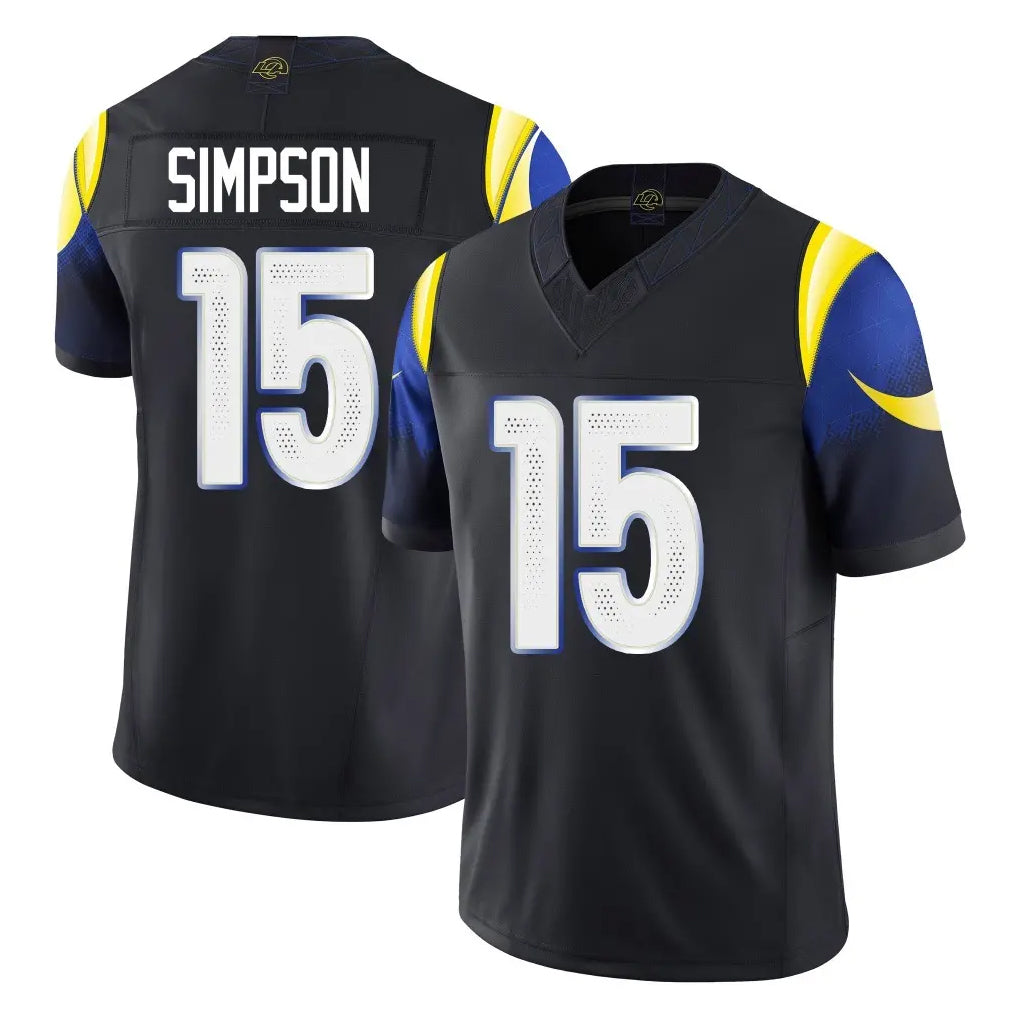 Choea LA.Rams #15 Ty Simpson Player Black Midnight Rivalries Collection Limited Home Game Stitched Jerseys