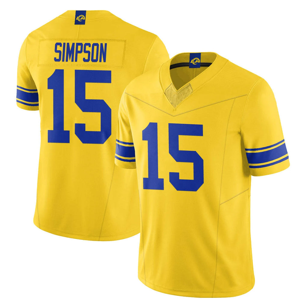 Choea LA.Rams #15 Ty Simpson Player Gold Classic Sol Vapor Limited F.U.S.E. Home Game Stitched Jerseys