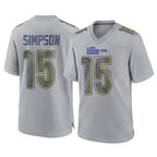 Choea LA.Rams #15 Ty Simpson Player Gray Atmosphere Fashion Home Game Stitched Jerseys