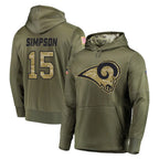 Choea LA.Rams #15 Ty Simpson Player Olive Salute to Service Pullover Hoodies Home Game Stitched Jerseys