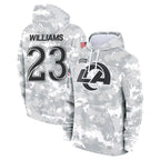 Choea LA.Rams #23 Kyren Williams Player Arctic Camo Salute to Service Hoodies Limited Game Stitched Jerseys
