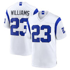 Choea LA.Rams #23 Kyren Williams Player Fearsome White Home Game Stitched Jerseys