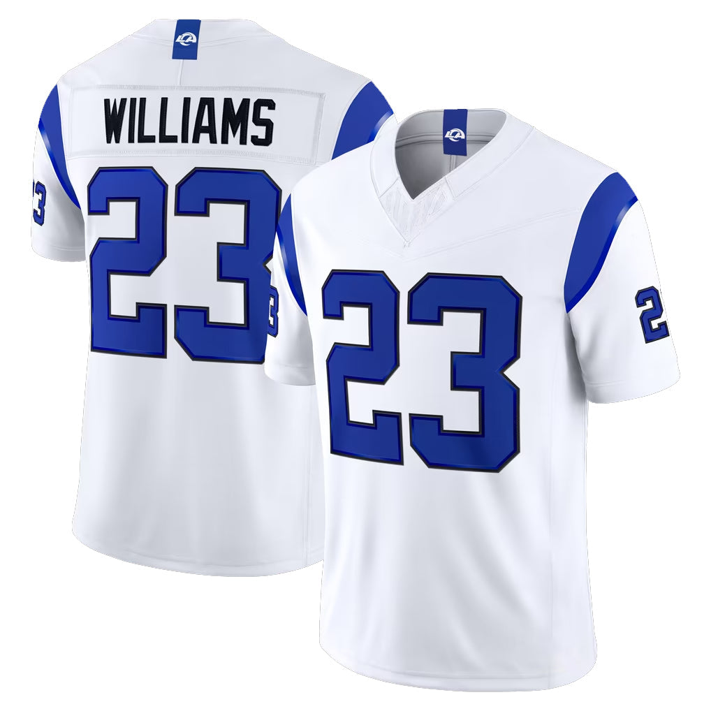 Choea LA.Rams #23 Kyren Williams Player Fearsome White Limited Vapor F.U.S.E. Home Game Stitched Jerseys