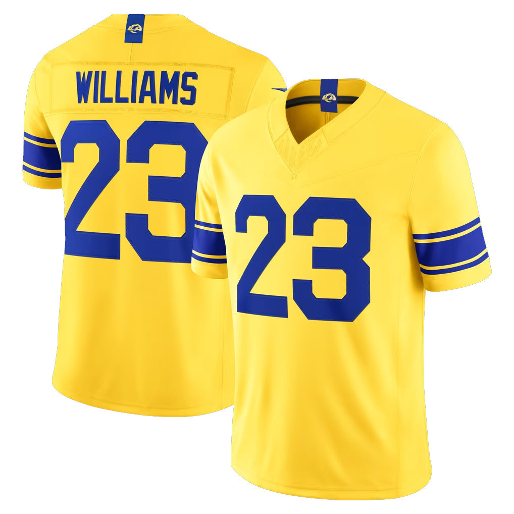 Choea LA.Rams #23 Kyren Williams Player Gold Classic Sol Vapor F.U.S.E. Home Game Stitched Jerseys
