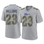 Choea LA.Rams #23 Kyren Williams Player Gray Atmosphere Fashion Home Game Stitched Jerseys