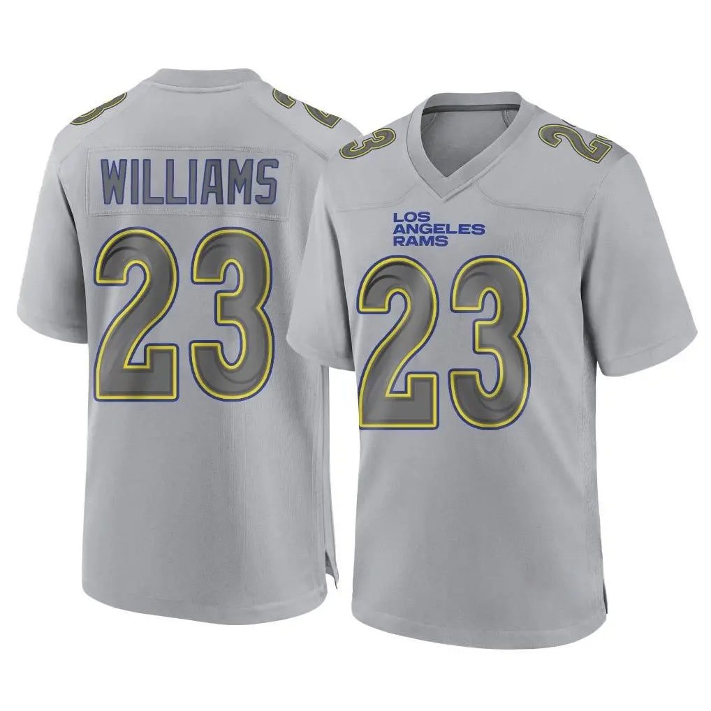 Choea LA.Rams #23 Kyren Williams Player Gray Atmosphere Fashion Home Game Stitched Jerseys