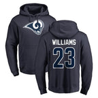 Choea LA.Rams #23 Kyren Williams Player Navy Pullover Hoodie Limited Game Stitched Jerseys