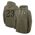 Choea LA.Rams #23 Kyren Williams Player Olive Salute to Service Pullover Hoodies Limited Stitched Jerseys