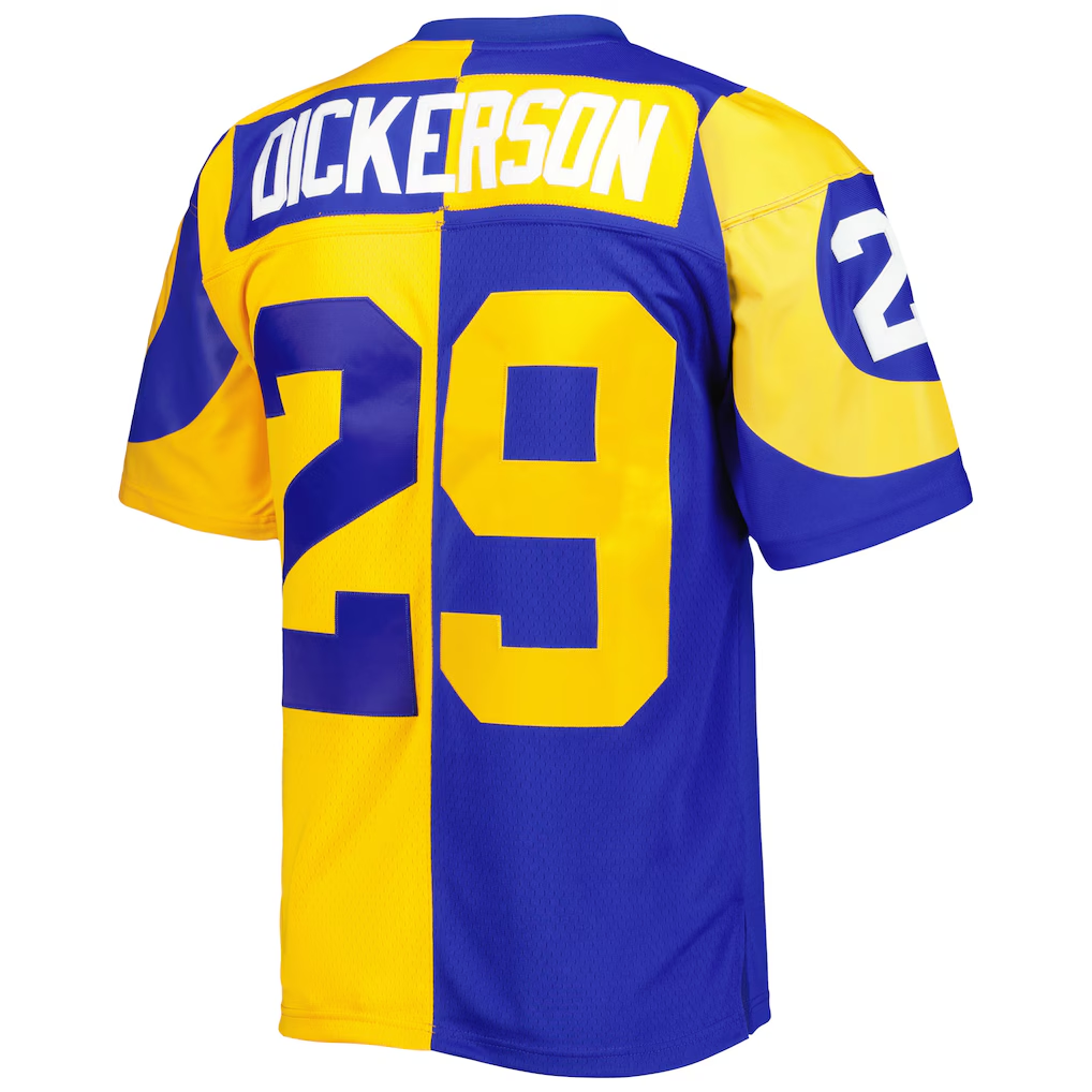 Choea LA.Rams #29 Eric Dickerson Mitchell & Ness RoyalGold 1984 Split Legacy Replica Jersey