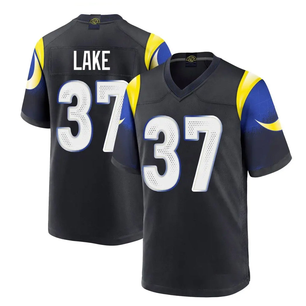Choea LA.Rams #37 Quentin Lake Player Black Midnight Rivalries Collection Home Game Stitched Jerseys