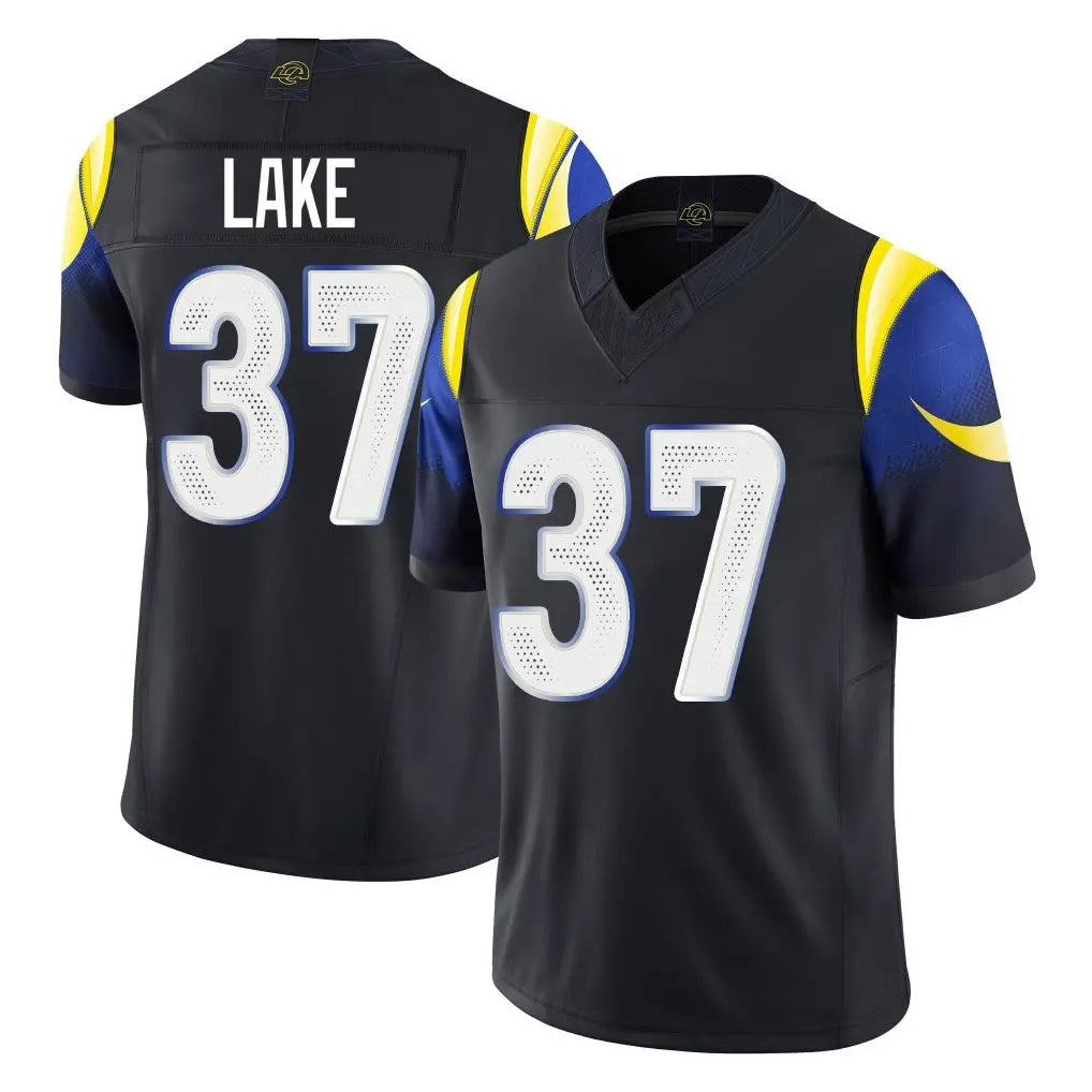 Choea LA.Rams #37 Quentin Lake Player Black Midnight Rivalries Collection Limited Home Game Stitched Jerseys