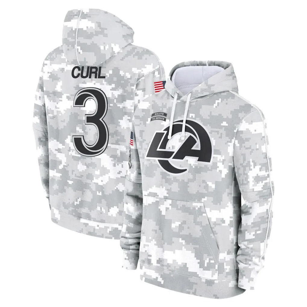 Choea LA.Rams #3 Kam Curl Player Arctic Camo Salute to Service Hoodies Limited Game Stitched Jerseys