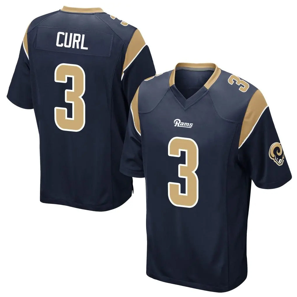 Choea LA.Rams #3 Kam Curl Player Navy Home Game Stitched Jerseys