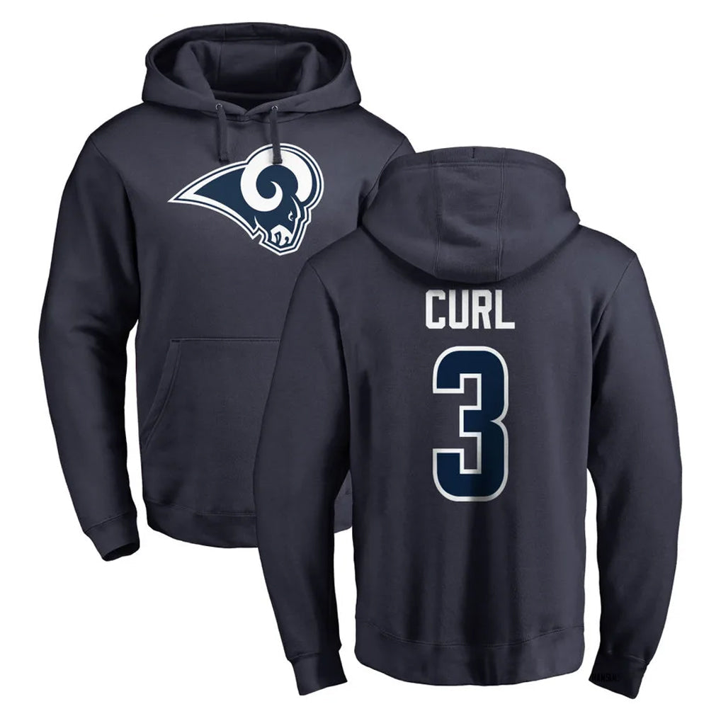 Choea LA.Rams #3 Kam Curl Player Navy Pullover Hoodie Limited Game Stitched Jerseys